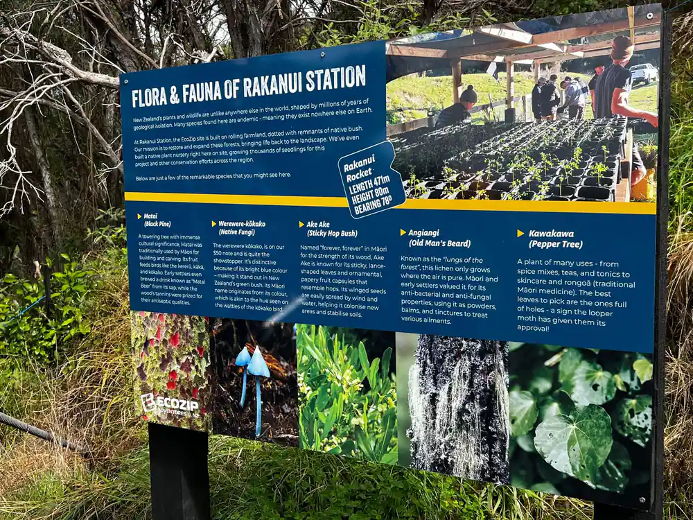 An interpretation board about the plants of the station