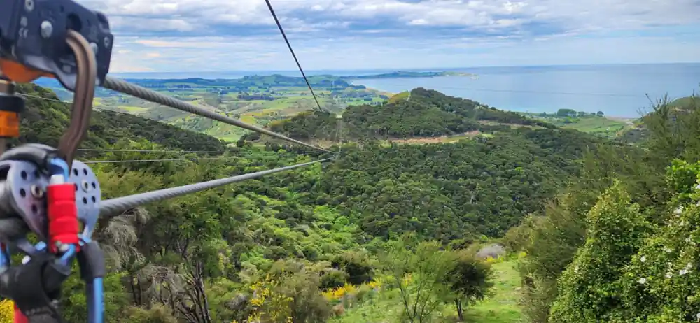A rider out over the hills and the bay
